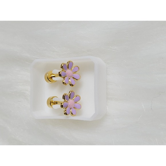 2 Sets of Star and Purple Flower Style Stainless Steel Earrings  02034 - Picture 9 of 10